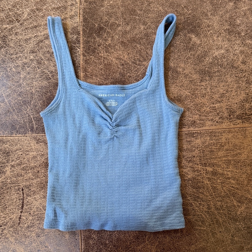 American Eagle Outfitters Light Blue Ribbed Tank Top